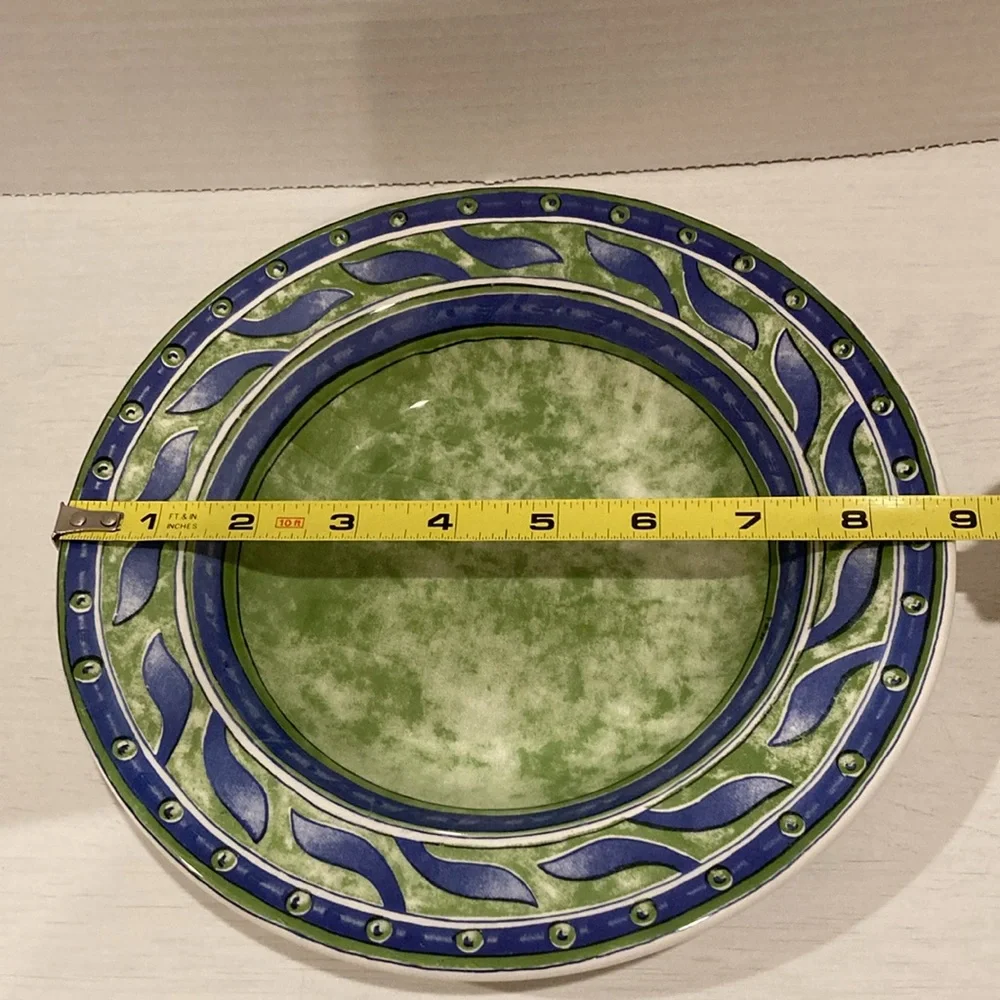 Pier 1 Ceramica Quadrifoglia Pasta Salad Soup Bowl Made in Italy Blue and Green